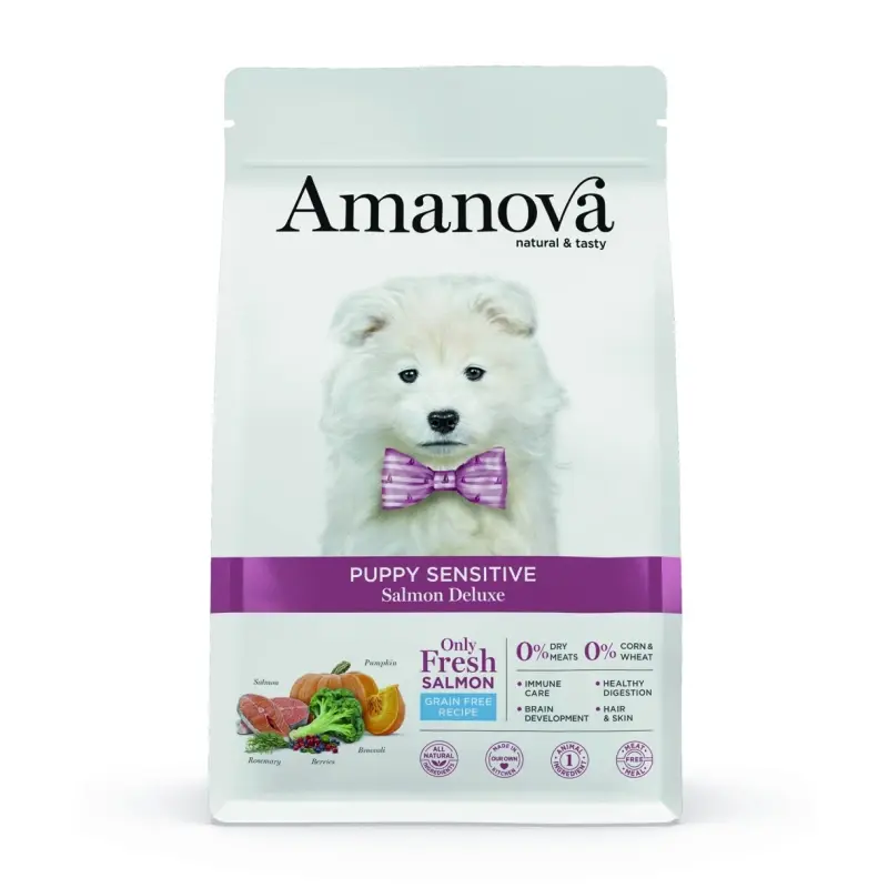 Amanova Laks Sensitive - Kornfrit hvalpefoder - 7 kg
